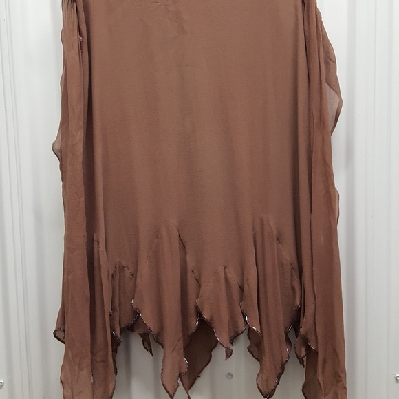 100% Silk Taupe Beaded Bebe Skirt - Picture 5 of 5